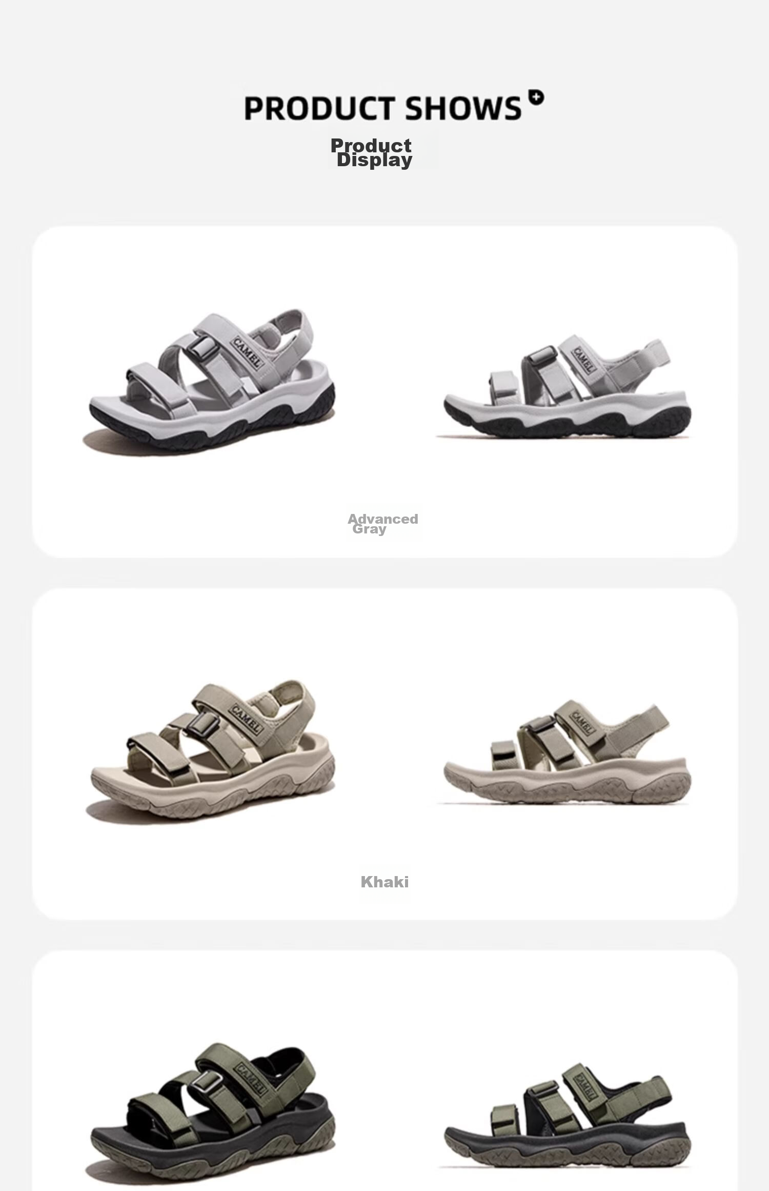 CAMEL Summer Outdoor Velcro Sandals for Men And Women, Quick-Drying Water Shoes for Stream Trekking And Beach, F24B162020 2