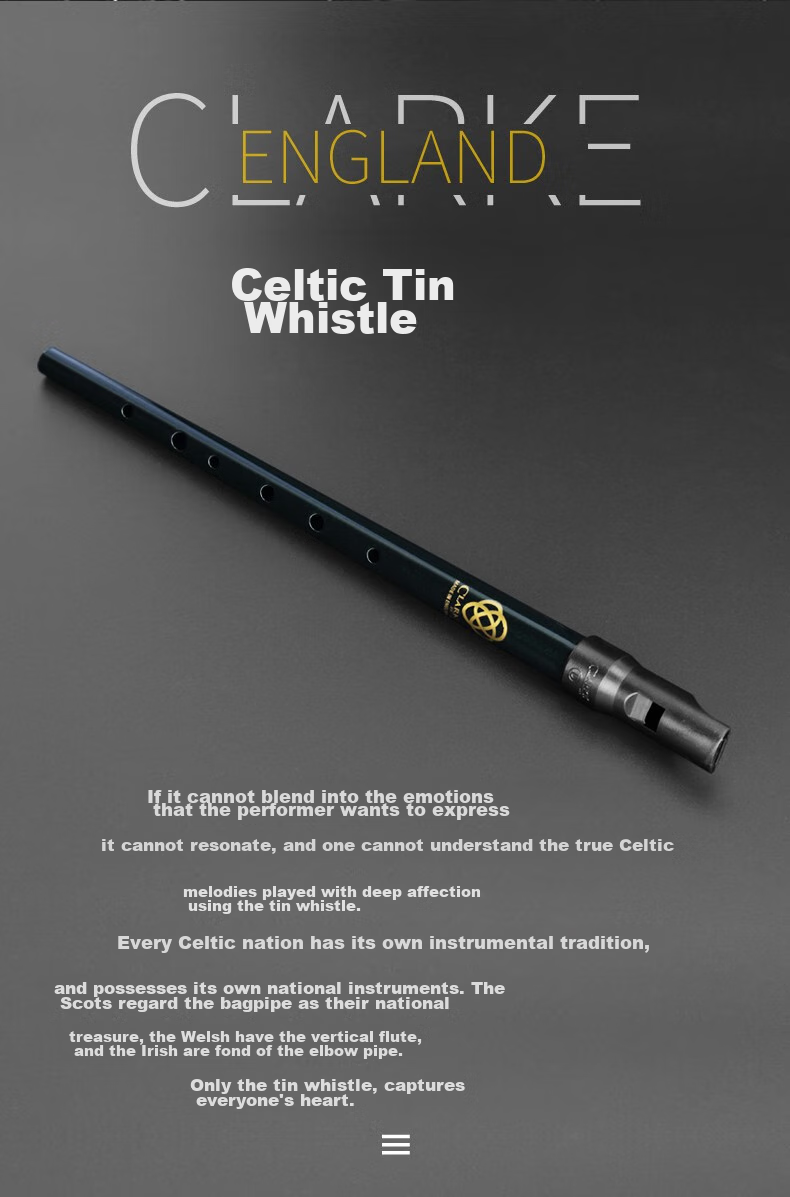 CLARKE Irish Tin Whistle in D Key, Original Imported Celtic Vertical Flute, Musical Instrument 2