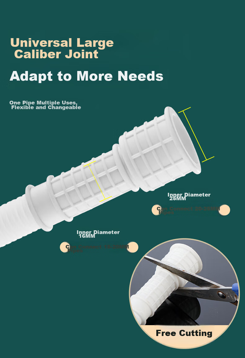 Gelinglan Semi-Automatic Washing Machine Inlet Hose Extension, Corrugated Pipe for Tap Water, Household Faucet Outlet Extension Hose, Flexible Pipe for Air Conditioner Drainage, Universal 2 Meters GSG-2 5