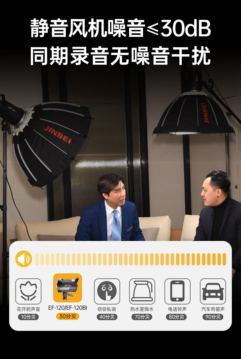 JINBEI Fill Light EF-120BI, Adjustable Color Temperature, Indoor And Outdoor Portable Photography Light, Video Beauty Light, Live Streaming Fill Light, AC/DC Dual-Use, External Shooting, Portable Constant Light 6