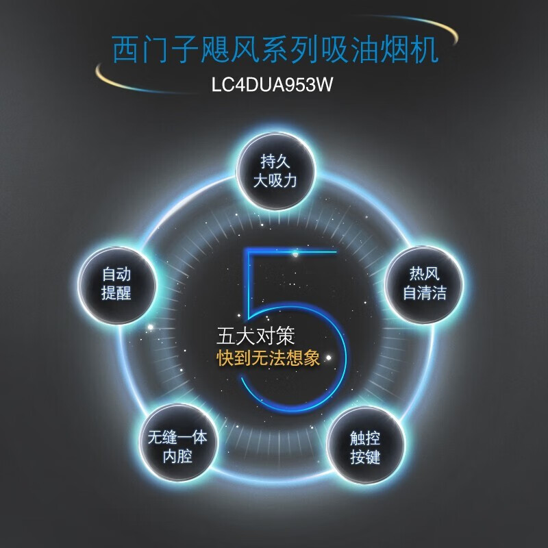 西门子（SIEMENS）欧式21立方抽油烟机 飓风大吸力 家用热风自清洁抽油烟 LC4DUA953W