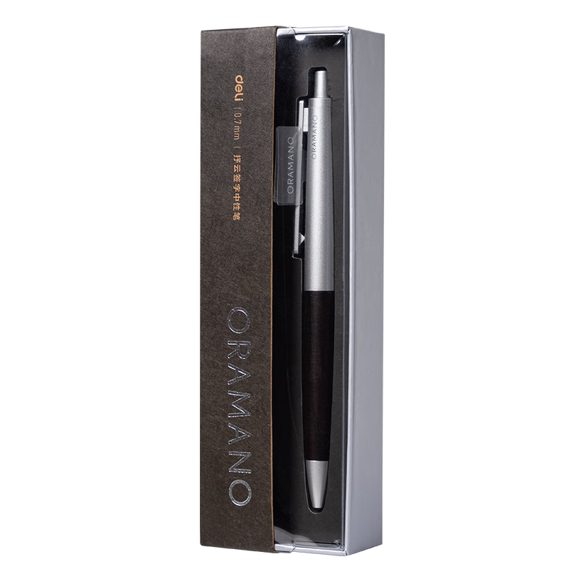 Deli Premium Smooth Retractable Gel Pen, 0.7mm Bullet Tip, Metal Barrel, Business Wood Grain Signature Pen, Hu Ge's Gift Box Set, Single Pen A9Pro-07