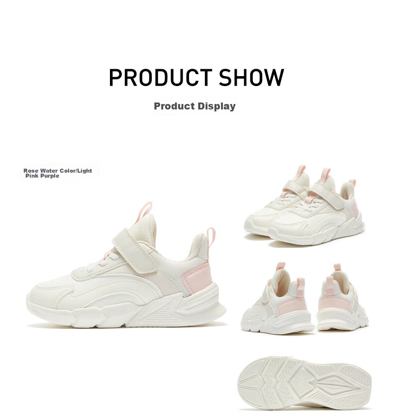 361° Running Shoes Sports Shoes Autumn And Winter Boys And Girls (3-12 Years Old) Leather Upper Windproof Running Shoes Rose Pink Color Size 35 51