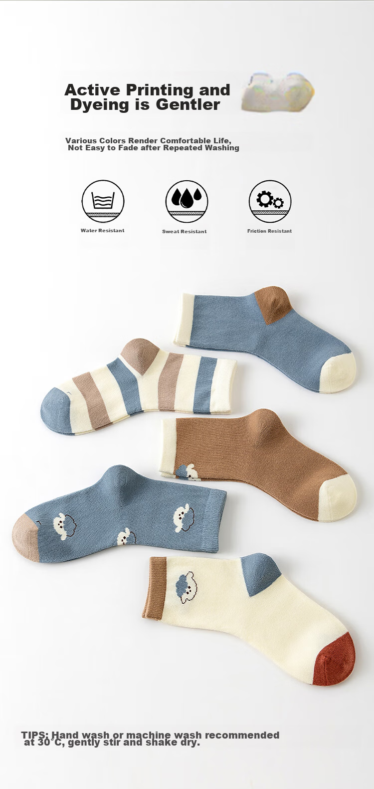 MiiOW Boys' Socks, Spring And Autumn Cotton Mid-Calf Socks, Children's Cartoon Versatile Cotton Socks for Students, Mixed Colors, Size M 7