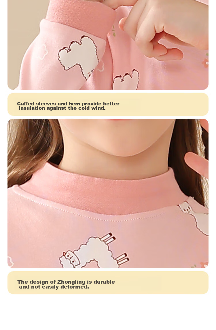 LangSha Children's Thermal Underwear, Girls' Autumn Undershirt, Pure Cotton, for Older Children And Toddlers, Baby Autumn And Winter Pajamas, Single Top, Size 140 13
