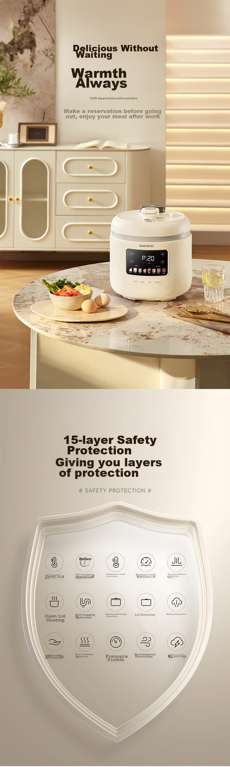 DAEWOO 5L Smart Electric Pressure Cooker, Rice Cooker for 1-8 People, Multi-Functional Pressure Cooker for Home Use, Large Capacity Electric Rice Cooker with Dual Inner Pots And Waterless Cooking Function, Model DY-YLG05 16