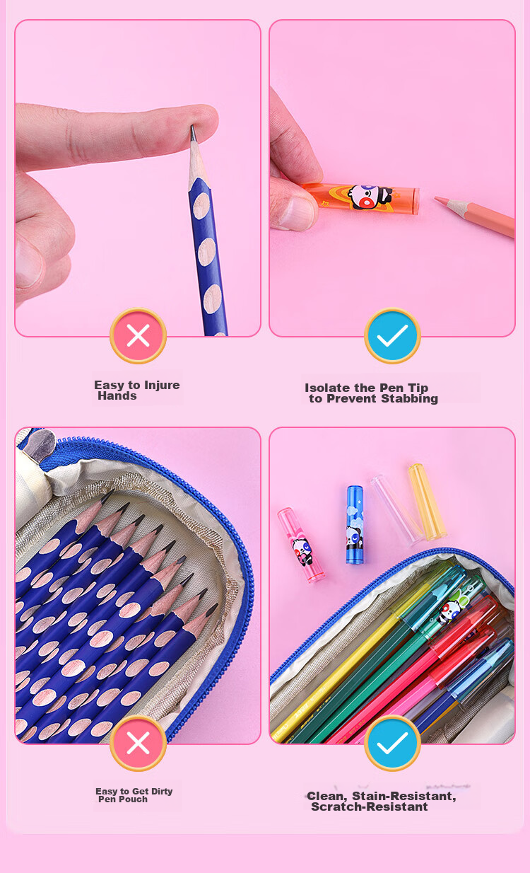 Zhonghua [Best-Selling Product] Pencil Caps 30-Pack Regular Pencil Extenders / Pencil Grips Protect Pencil Tips from Dirt, Essential for School, Mixed Colors Box Set P3000 4