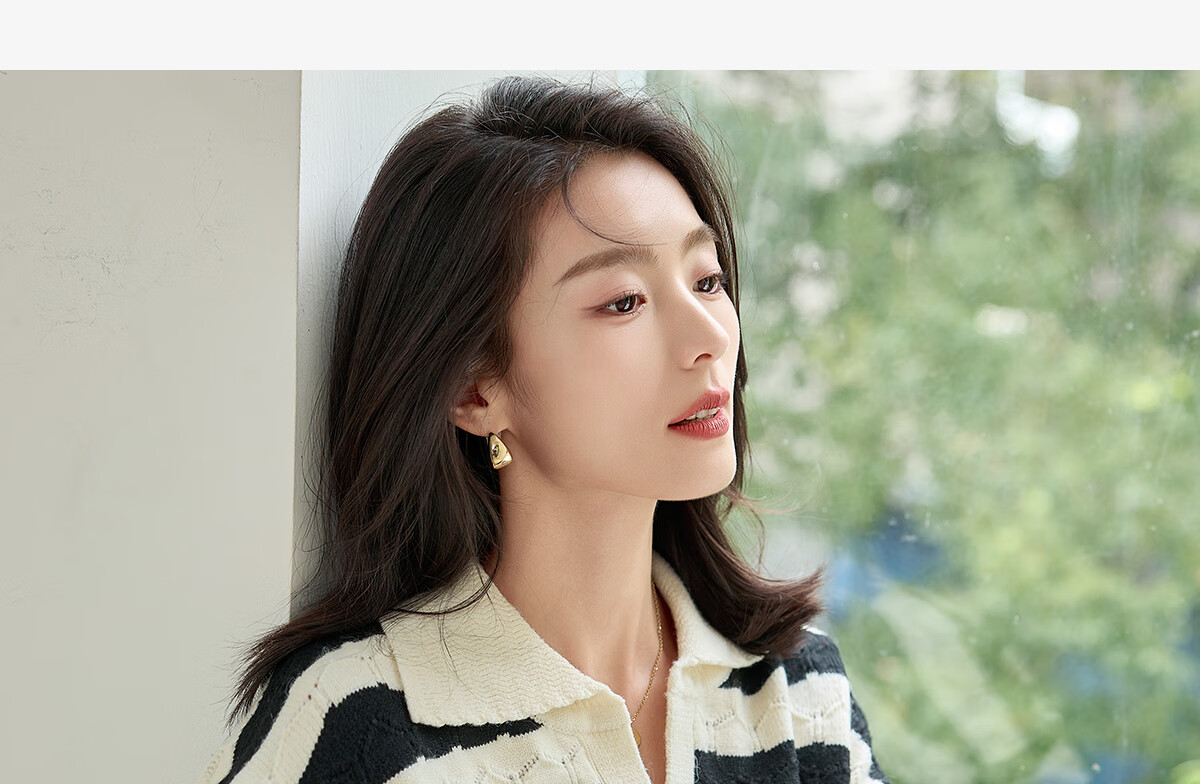 Chushen Spring Autumn Women's Knitwear Striped Textured Pattern Polo Collar Sweater Basic Top S143Z3010 2