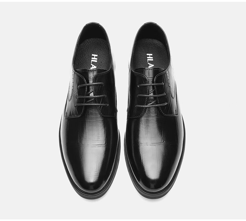 HLA Men's Leather Shoes, Business Formal Dress Shoes, Genuine Leather Footwear, HAAPXM2FAV172, Black, Size 44 31