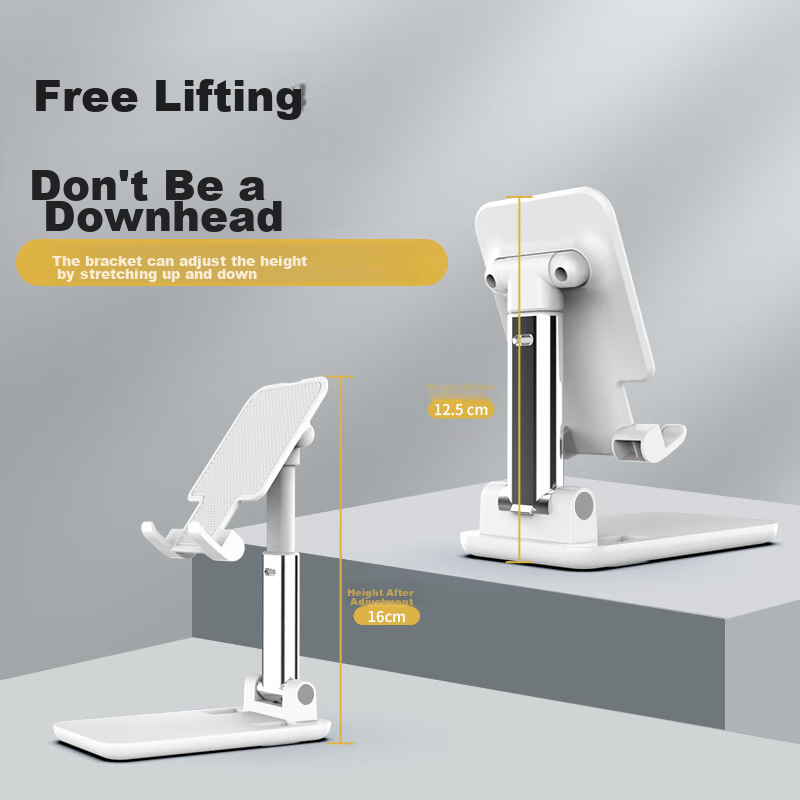 JPLAYER Phone Stand, Desktop Live Streaming, Portable Foldable Adjustable Height, IPad Tablet Lazy Stand, Bedside, Internet Celebrity, TikTok Watching, Binge-Watching Videos, Online Classes, Black