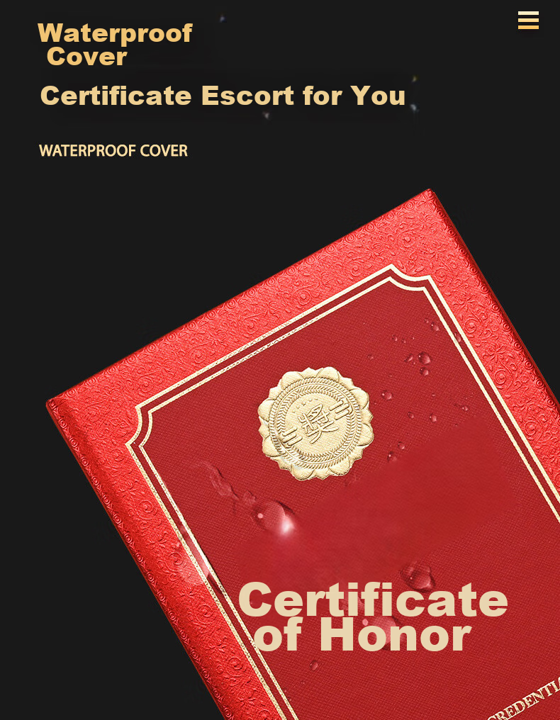 Ouliwen Honorary Certificate Gold-Stamped Award Certificate with Glossy Cover, High-End Employee Award, 8K Size, with 10 Inner Pages, Pack of 10 5