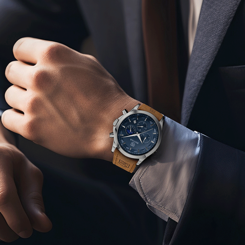 TSAR BOMBA Back-To Season Benyar Star Moon Calendar Men's Quartz Watch, Elegant Casual Business Style for Students And Boyfriends 13