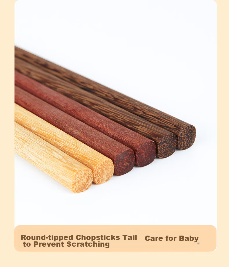 Tangzongkuai Children's Chopsticks Set of 6 Pairs, Training Chopsticks for Toddlers And Kids 3-12 Years Old, Unvarnished Wooden Tableware Set 11