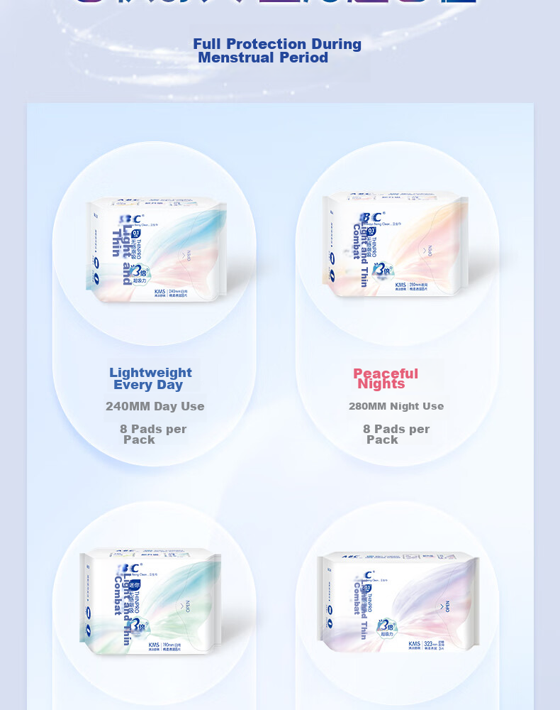 ABC KMS Light And Thin Healthy Formula Ultra-Thin Comfort Daytime Sanitary Napkins Sold by JD 240mm*18 Pieces 13