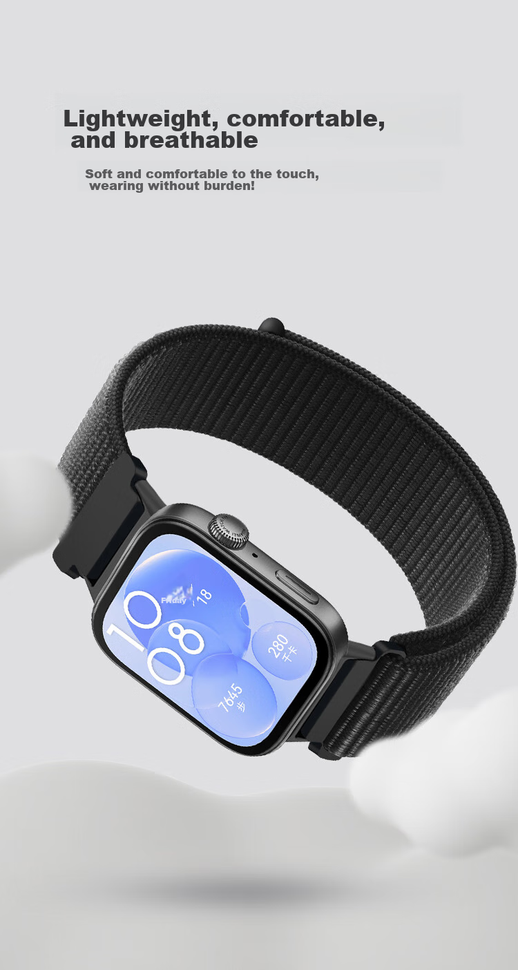 Freeson Compatible with WATCH FIT3/4/4Pro/5 Smartwatch Straps, Magic Tape Watchband, Loop-Style Nylon Braided Strap, Breathable Replacement Wristband, Black 4