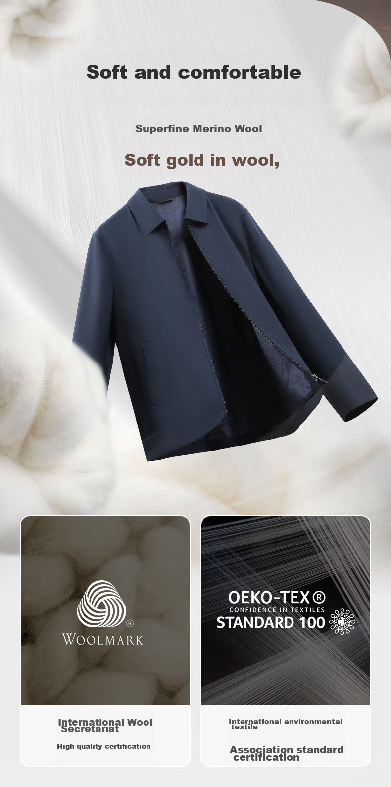 Goldlion [Yun Gan Dashi] Spring And Summer Anti-Static Washable Wool Lapel Business Jacket for Men, Navy Blue, XL 3