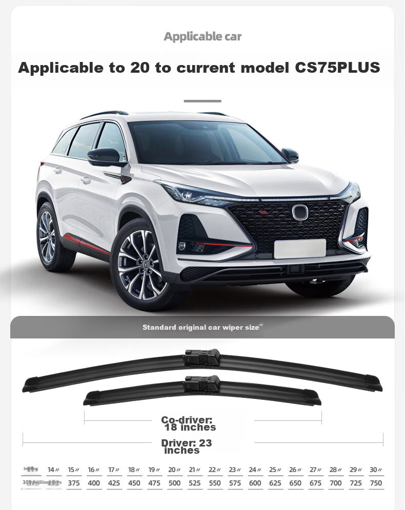 Deyun Chang'an Yidong Plus Windshield Wipers for 2020-2024 Models, Original Boneless Rubber Strip Wiper Blades, 24/18 Inches, 1 Pair 4