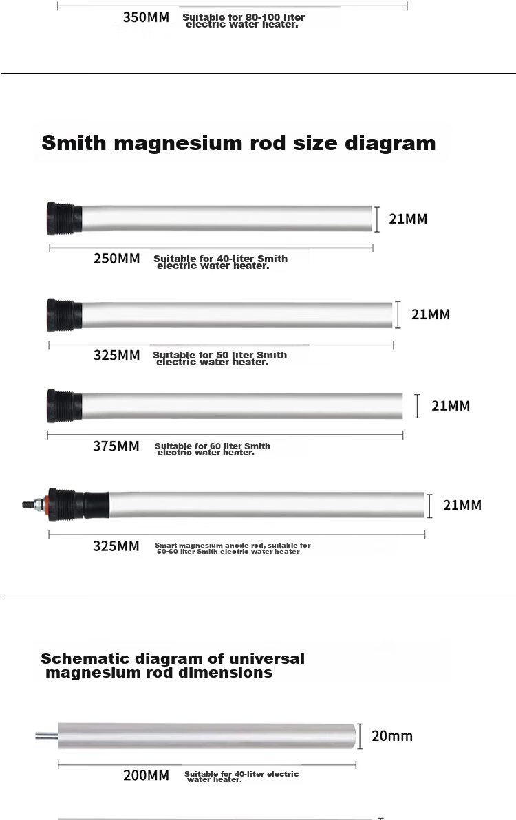 Shuangwei Universal Electric Water Heater Magnesium Rod, 60L, for Vanward/Huadi/Aucma/Vibo/Wanjiale/Ashidan/Dun Jia Household Water Heater Magnesium Rod, Anode Rod, 300mm Long M60L 4