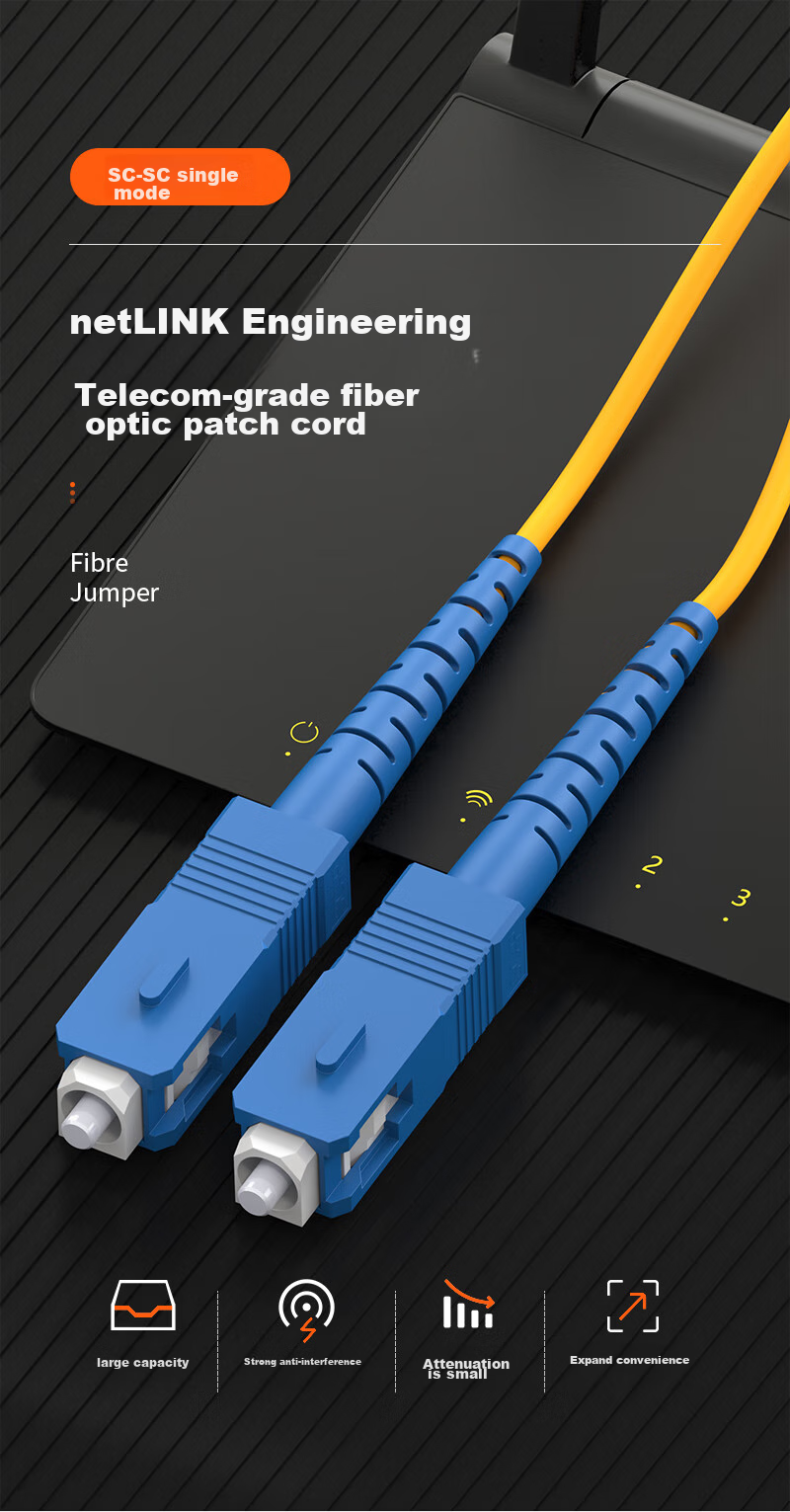 NetLINK Telecom-Grade Fiber Optic Patch Cable ST-LC(UPC) Single-Mode Dual-Core 1 Meter 9/125 Environmentally Friendly Home Fiber Optic Cable Transceiver Pigtail 1 Piece HTF-ST 1