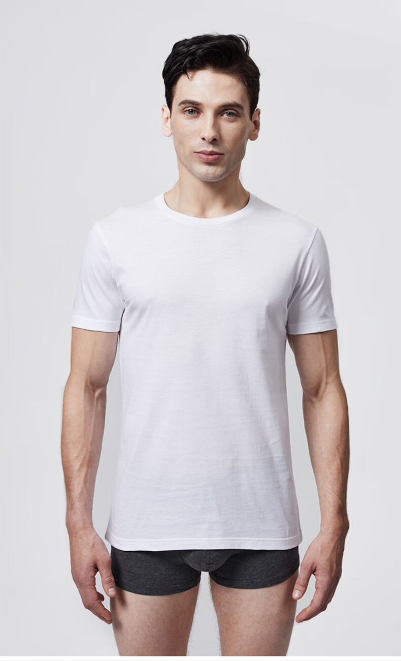 SEPTWOLVES [Soft And Skin-Friendly] Men's Short-Sleeve Pure Cotton T-Shirt, Breathable Running Sports 100% Cotton White Tee Loungewear 14