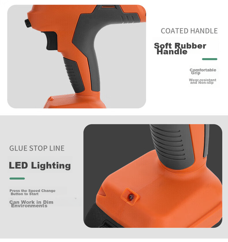 GREENER Lithium Battery Caulking Gun, Universal Labor-Saving Automatic Retraction, Large Capacity Tile Grouting Tool, 21V One Battery And Charger 9