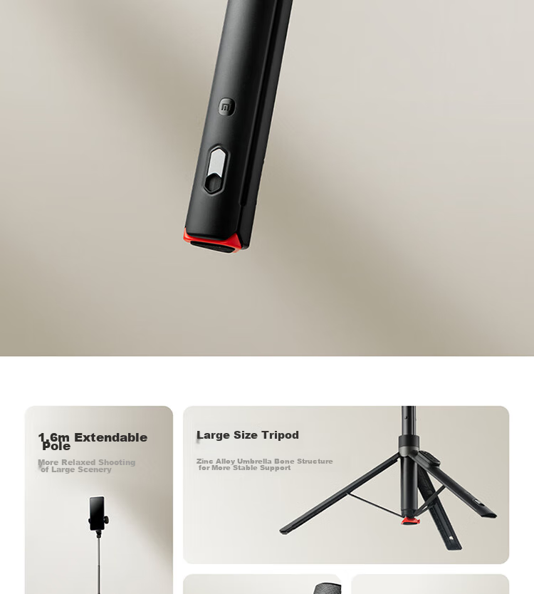 MI Zoom Selfie Stick Phone Stand, Floor-Standing Automatic Expansion Portable Live Streaming Tripod Gimbal, 1.6-Meter Extra Long Versio 2