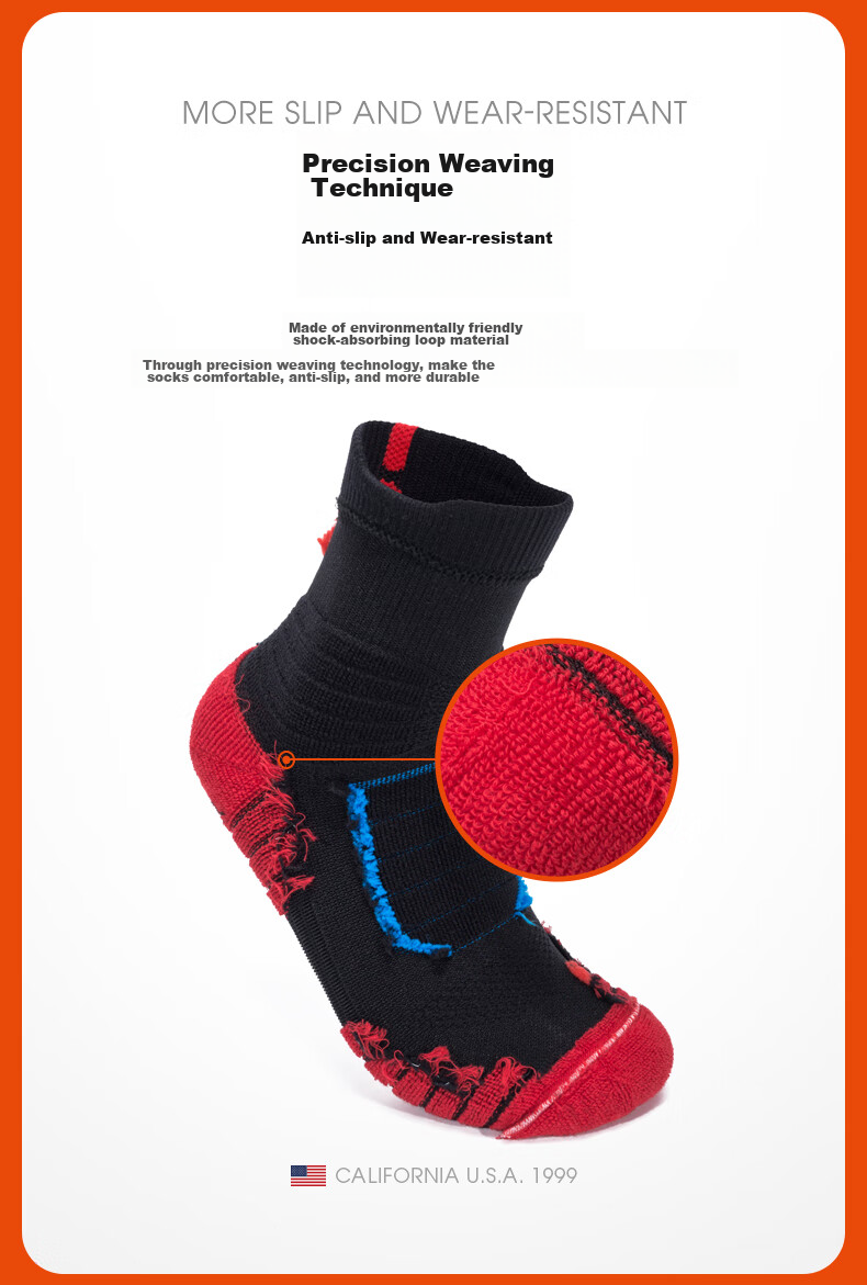 TFO Competition-Grade Outdoor Socks, Durable Breathable Hiking And Mountaineering Socks Sports Socks 2202459 Men's Black And Red L 5