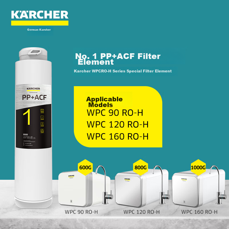 KARCHER German Under-Sink RO Reverse Osmosis Water Purifier for Home Use, Compatible with HUAWEI HiLink, No.1 PP+ACF Carbon Fiber Composite Filter Cartridge, WPCRO-H Series