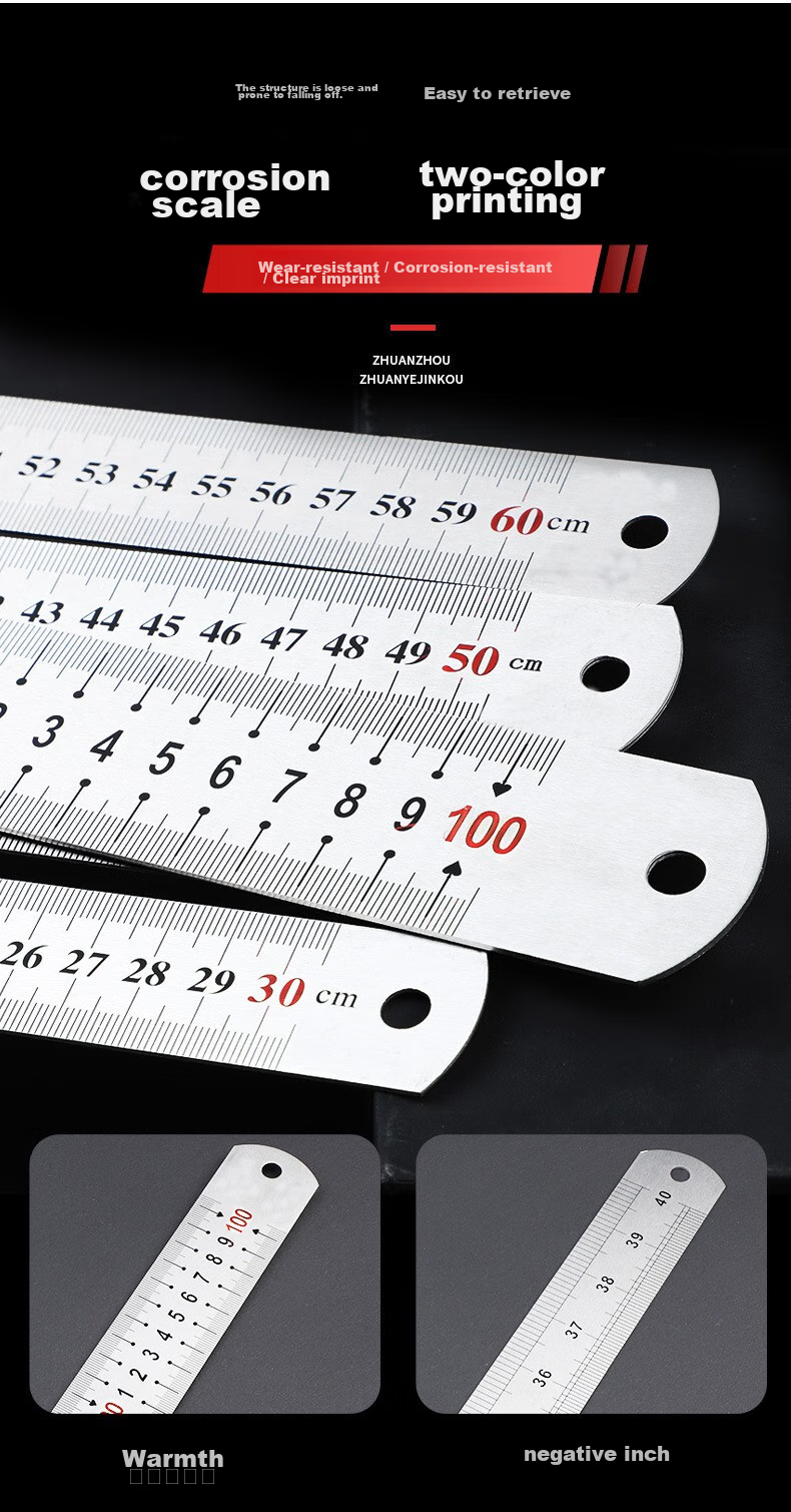 Tianshun Steel Straight Ruler, 50 Cm, Thickened Stainless Steel Ruler, for Woodworking, 0.1mm Precision, Measuring Tool 2