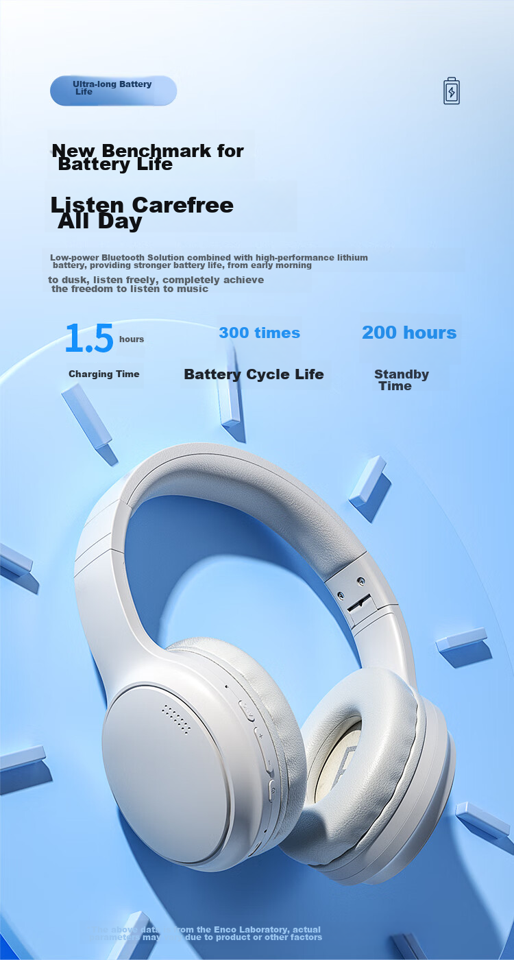 ENKOR EW28 Active Noise-Cancelling Wireless Bluetooth Headphones with Long Battery Life And High Sound Quality for Mobile Phones, Computers, Gaming, Online Classes, Music And Entertainment 6