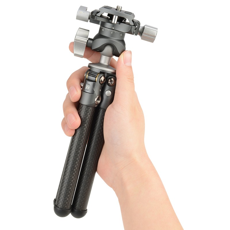 Benro SC05K Mini Professional Carbon Fiber Desktop Tripod, Macro Climbing DSLR Mirrorless Camera Lightweight Portable Gimbal Phone Clamp Vlog Tripod Kit