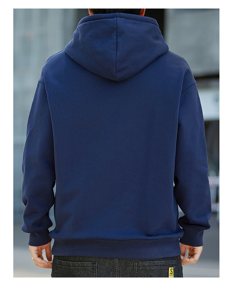 JEEP SPIRIT Men's Hooded Sweatshirt, Casual Loose Long-Sleeve T-Shirt for Spring, Base Layer for Men, Deep Blue, 2XL 19