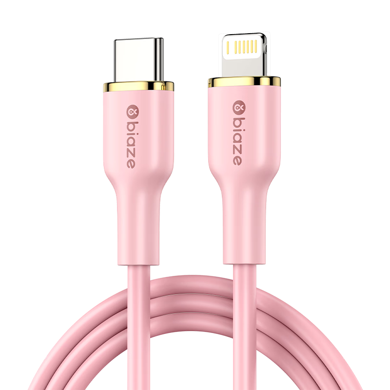 BIAZE Apple Data Cable PD Fast Charging Cord Charging Cable for IPhone 14 Pro Max/13/12/11/xs/iPad/Air2/Mini Tablet Car Phone 1.5m Pink