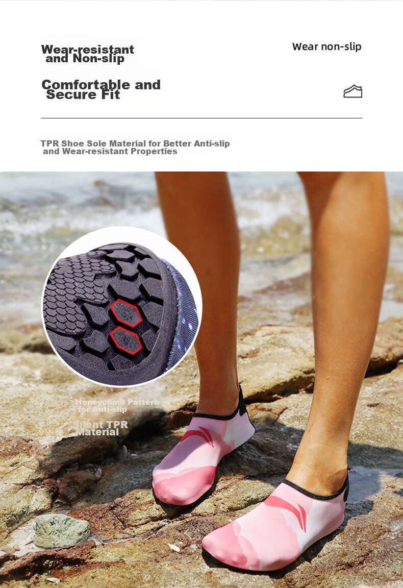 Li-Ning Beach Shoes for Men And Women, Diving Socks, Swimming Equipment, Non-Slip, for Beach Combing, Rafting, Snorkeling, Quick-Drying 5