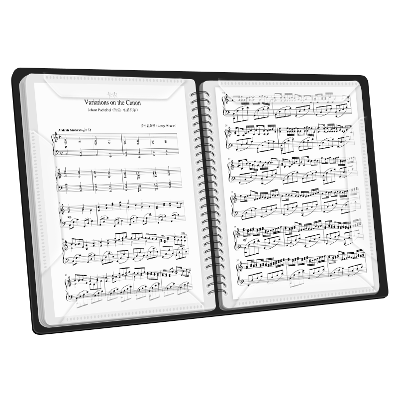 Maneryuepu Music Sheet Folder, Score Holder File Folder for Students, 20 Pages / Can Hold 40 Sheets, A4 Insert-Style, Adjustable Size