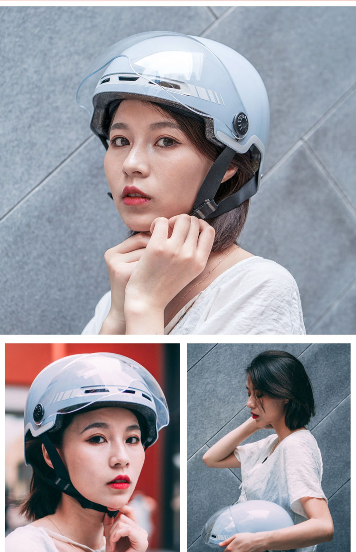 Xiaoan Electric Bicycle Helmet, 3C Certified, Summer Unisex Motorcycle Riding Half Helmet, Suitable for Electric Scooters And All Seasons, Safety Helmet, Pearl White 0811M, Head Circumference 54-58CM 15