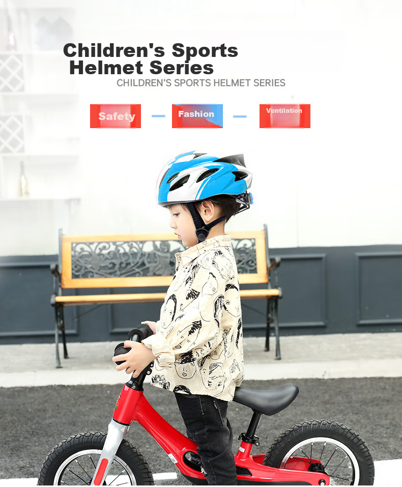 Adandyish Children's Integrated Bicycle Helmet, One-Piece Molded Cycling Helmet, Road Bike Helmet for Boys And Girls, Bicycle Equipment, Cool Blue Black 1
