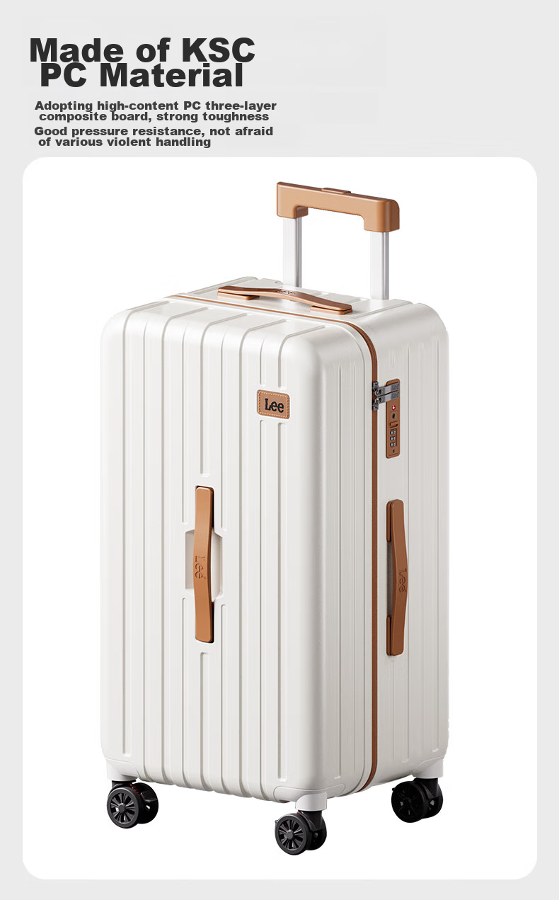 Lee High-Quality Large Capacity Thickened Suitcase, Trolley Case, Student Carry-On Luggage, Travel Password Lock Case, Aurora White, 28 Inches 9