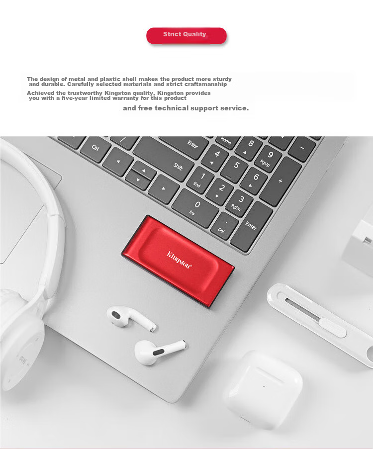 Kingston 2TB USB3.2 Gen 2 Portable Solid State Drive (PSSD) XS1000, Transfer Speed 1050MB/s, Lightweight And Stylish, External for Computer, Direct Connection to Phone, Red 6