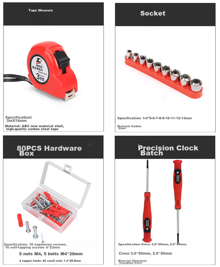 Kafuweier 126-Piece Electric Drill Tool Box Set, Household Double Battery Electric Screwdriver Set, Hardware Tools P3893A 8