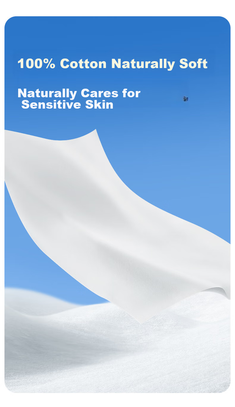 PurCotton Facial Cleansing Wipes, 70 Sheets Per Roll, 1 Roll, Thickened, 100% Pure Cotton Soft Tissue, Disposable Face Towels, 20*20CM 4