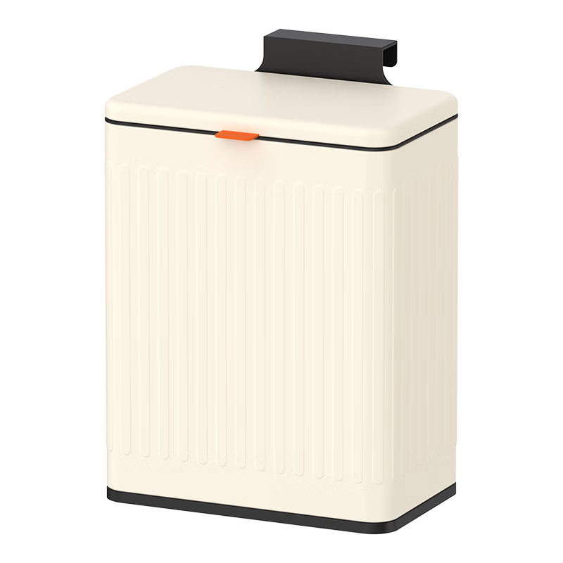 BOBO Kitchen Trash Can, 8L, Milk White Wall-Mounted Stainless Steel, with Lid, Household Cabinet Door Hanging Storage, Large Size, 8802