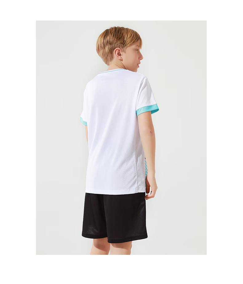 KAWASAKI Badminton Outfit Set for Children And Teenagers, Sports Quick-Dry Short-Sleeve T-Shirt Training Wear A4806 White And Black 160 7