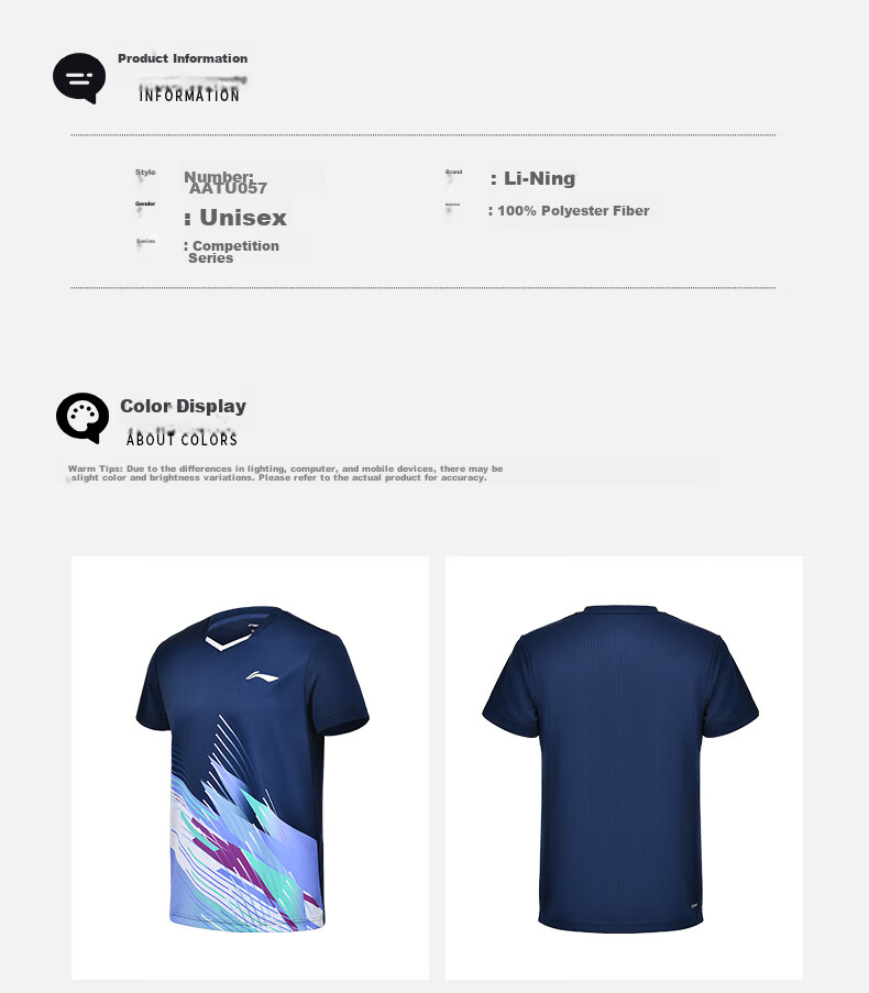 Li-Ning Badminton Outfit for Men And Women, Short-Sleeve Quick-Dry Competition Set, Top And Pants Two-Piece Set, Deep Navy Blue, Size L 12