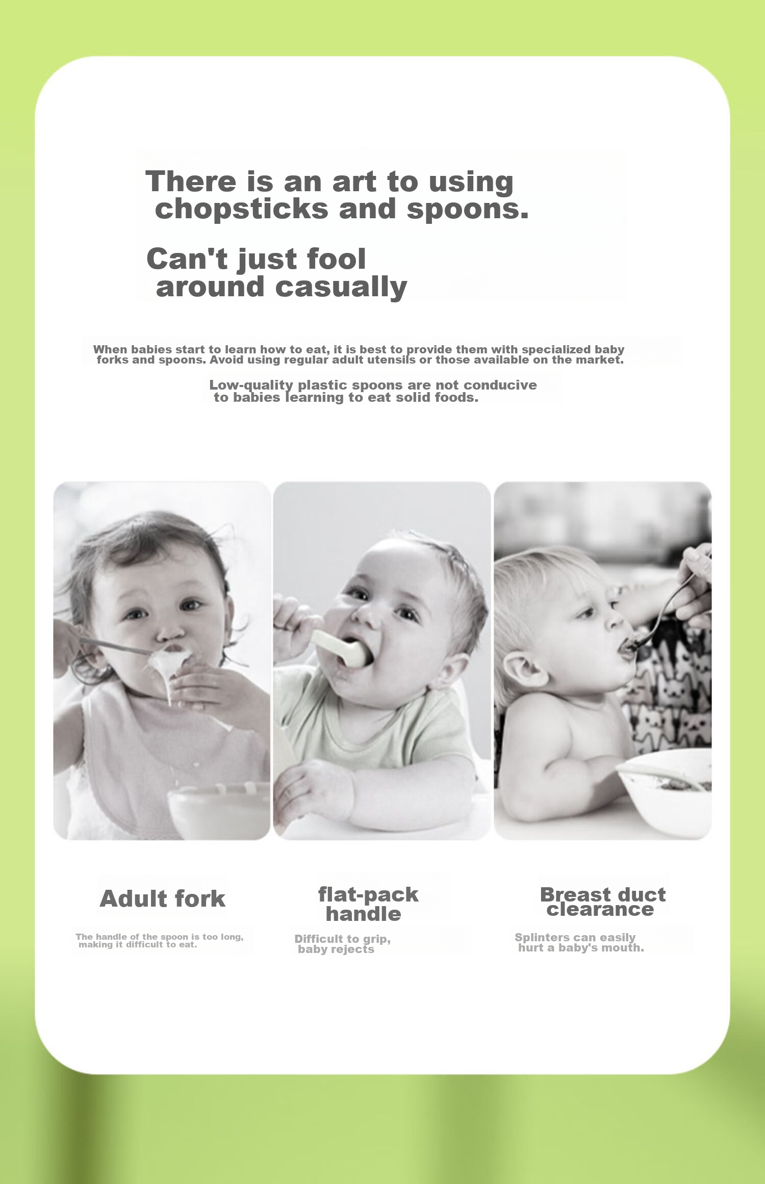 COOKSS Children's Spoon Set, Baby Training Feeding Utensils, 316 Stainless Steel, for Ages 2-8, Infant Supplementary Food Spoons, Tableware, Green + Box 2