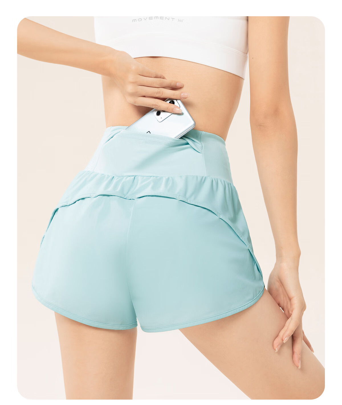 361° Sports Fitness Yoga Shorts, Lightweight Summer Style, Anti-Exposure, Fake Two-Piece Design, Running Sports Breathable Shorts for Outdoor Wear 26