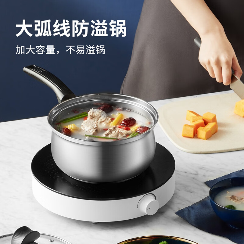 Ковш COOKER KING из нержавеющей стали 304, 18 см, для приготовления детского питания, молока, супов и лапши, с крышкой
