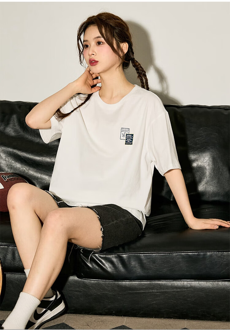 TonLion 2024 Women's Printed Round Neck Short-Sleeve T-Shirt, Off-White, S 3