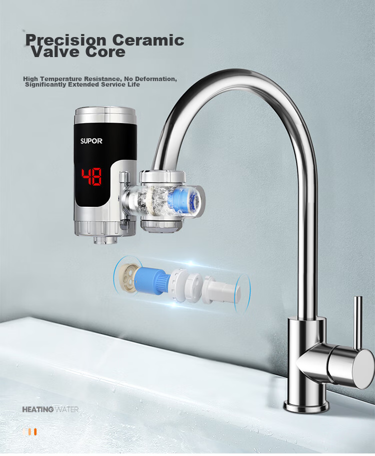 SUPOR Electric Hot Water Faucet, Instant Heating, Kitchen Treasure, Quick-Connect Fast Heating Electric Water Heater, for Bathroom And Balcony, Dual-Use for Cold And Hot Water, Heater 274247-04-CP with Free Leak Protectio 10