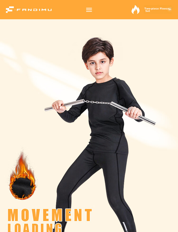 Fandimu Children's Fleece-Lined Sports Set, Two-Piece Track And Field Training Fitness Wear, Youth Running Breathable Basketball Uniform 1